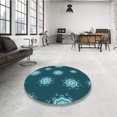 thumbnail image 4 of Ahgly Company Machine Washable Indoor Square Transitional Medium Teal Green Area Rugs, 8' Square, 4 of 7