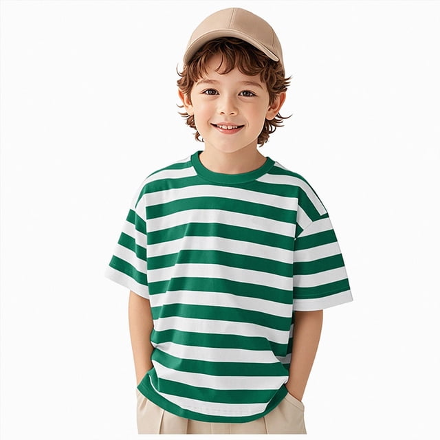Ymyiu T-Shirts pour Garçons T-Shirts Variés pour Garçons T-Shirt Super Doux Extensible à Manches Courtes T-Shirt Graphique Taille 7-8 Ans (Vert, 7-8 Ans)