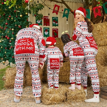 PatPat Pyjamas de Noël Famille Pyjamas de Noël pour Femmes Hommes Enfants, Grenouillères Assorties Famille en Mosaïque avec Chapeau (Résistantes aux Flammes)