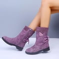 thumbnail image 4 of jsaierl Chaussures de Mode pour Femmes Bottes Rétro Western Décontractées Chaudes Talons Bas Bottes Mi-Mollet, 4 of 9