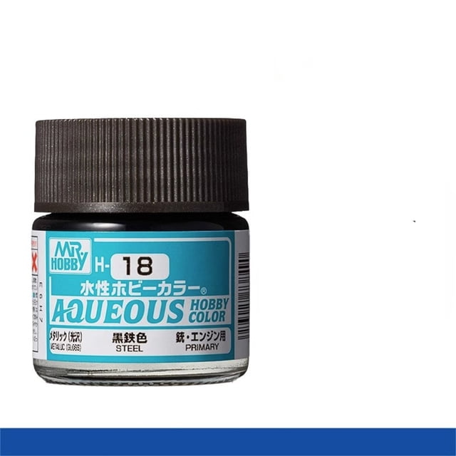 Mr. Hobby Aqueous H18 Gloss Metallic Black Iron Acrylic Paint 10ml for Scale Models & Miniatures