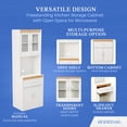 thumbnail image 4 of Hodedah Freestanding Kitchen Storage Cabinet w/ Open Space for Microwave, White, 4 of 7