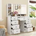 thumbnail image 4 of OXYLIFE Vanity Desk with Lighted Mirror, Makeup Dressing Table with 9 Drawer and Drawer Divier for Bedroom, 4 of 7