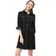 thumbnail image 1 of INSPIRE CHIC Robe-Chemise Ajustée en Denim pour Femmes à Manches 3/4 Boutonnée, 1 of 1