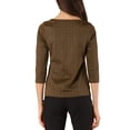 thumbnail image 3 of INSPIRE CHIC Women's Work 3/4 Sleeve Boat Neck Houndstooth Blouse Tops, 3 of 6