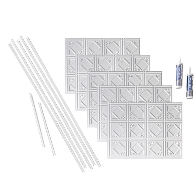 Fasade Vinyl Backsplash Kit 15 sq ft 5 Panels Matte White