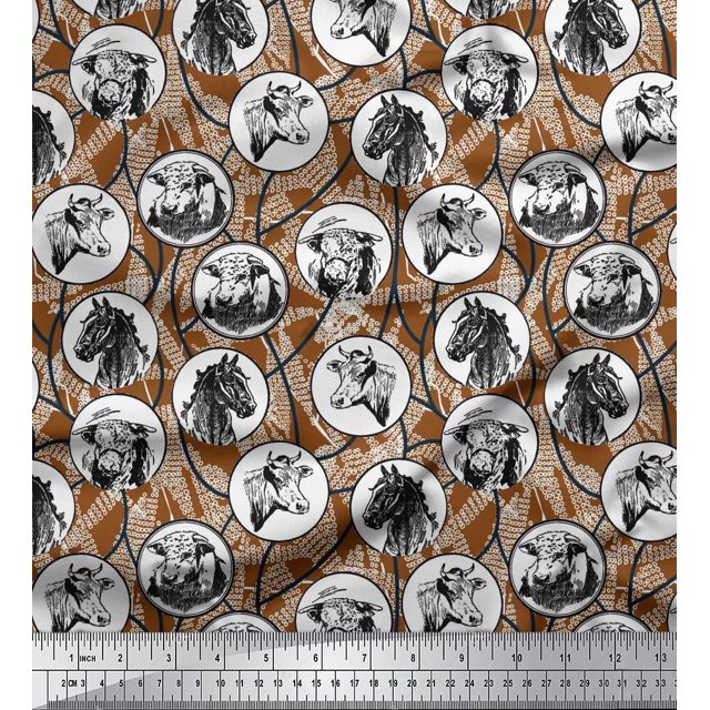 Soimoi Viscose Chiffon Fabric Rocket,Planet & Astronaut Animal Print Sewing Fabric Yard 42 Inch Wide