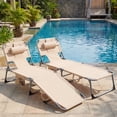 thumbnail image 3 of Costway Chaise Longue de Plage Extérieure Pliante avec Oreiller Beige, 3 of 8