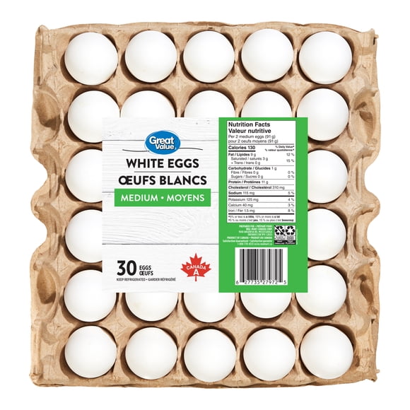 Great Value Œufs Blancs Moyens 30