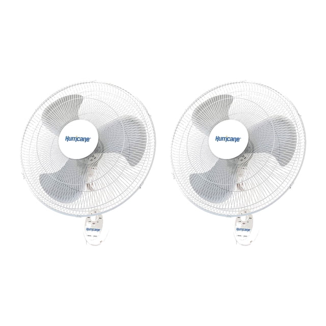 Hurricane Supreme 18 Inch 90 Degree Oscillating 3 Speed Wall Fan (2 Pack)