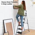 thumbnail image 3 of Bingirl Foldable 6 Step Ladder, Heavy Duty Metal Step Stool with Safety Lock, Wide Non Slip Pedals, Handrails, Portable Collapsible Ladder for Home,Office,Outdoor, 3 of 8
