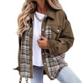 thumbnail image 2 of jsaierl Women Jean Jacket Long Sleeve Button Down Plaid Oversized Denim Shacket Jackets, 2 of 9