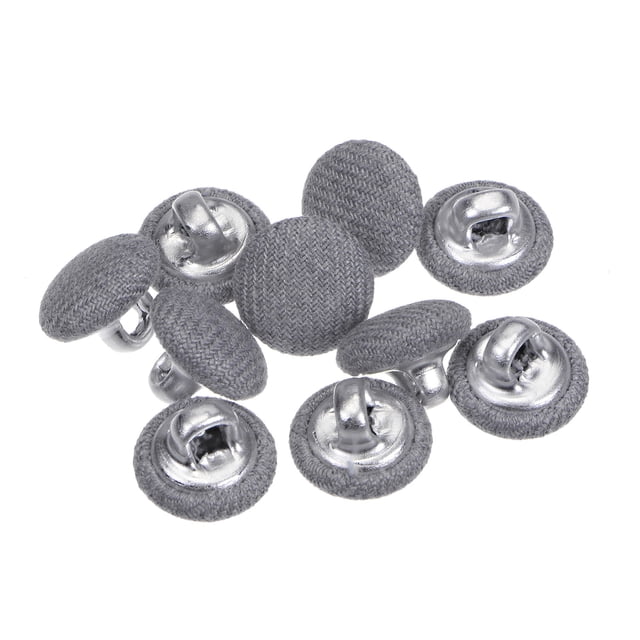 Unique Bargains 10pcs 16L Fabric Cloth Covered Button 10mm Round Metal Shank Sewing Buttons for Suits Dress Blouses, Grey