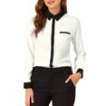 thumbnail image 1 of INSPIRE CHIC Women's Color Block Button Down Long Sleeve Work Shirt M White, 1 of 8