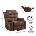 thumbnail image 2 of Oversized Recliner Chair with Massage and Heat, 360° Swivel Rocking Glider, Manual Reclining, Cup Holder and Storage Pockets, for Living Room Nursery Bedroom, Brown Beige Gray, 2 of 8