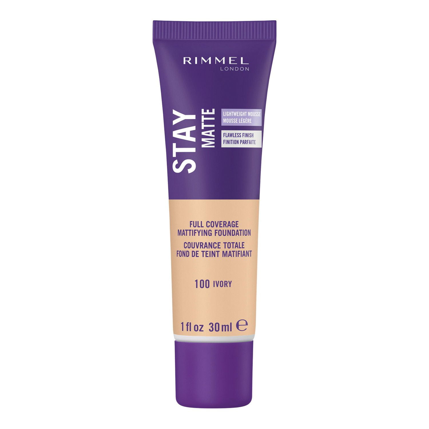 Rimmel Fond de teint Stay Matte, formule légère et soyeuse, mousse liquide légère et complexe anti-pollution, tenue de 24H, 100% Sans Cruauté