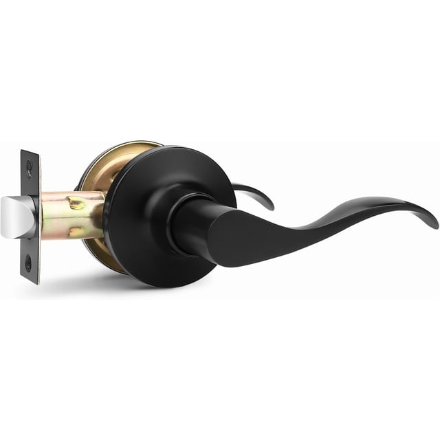 Matte Passage Door Levers Wave Style Hall Closet Handles Interior Door Handle Keyless NonLocking Lever Sets Reversible for Right & Left Side Drop Lever Shape
