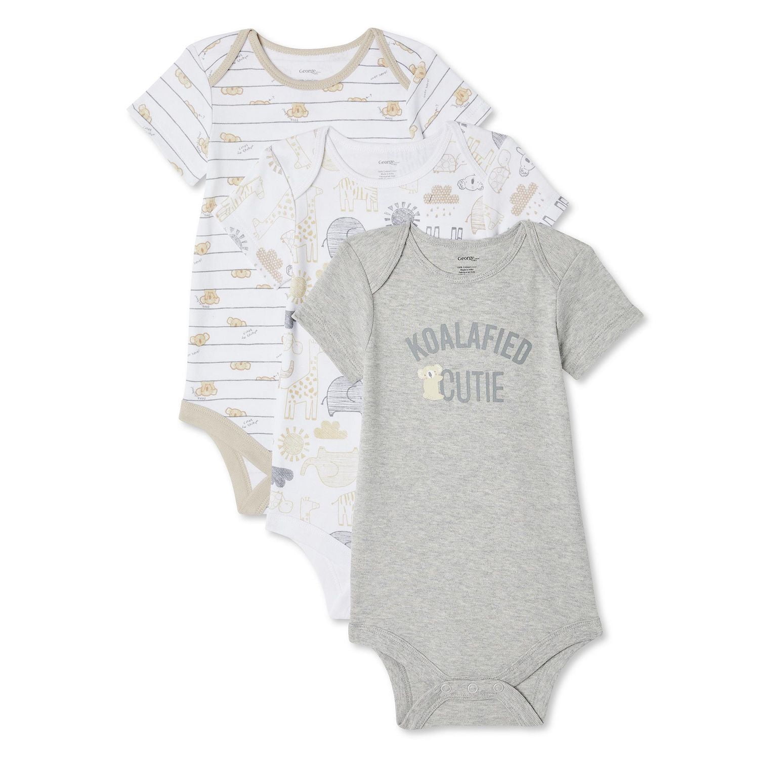 Lot de 3 cache-couches layette unisexe 100 % coton George pour nourrissons