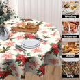 thumbnail image 3 of Nappe de Noël à Fleurs Rouges et Feuilles Rouges, Nappe Ronde à Houx Rouges 60 Pouces pour Déco de Cuisine Farmhouse, Tissu Polyester, Nappe d'Hiver/de Noël pour Fête, Camping en Plein Air, Congé, 3 of 5
