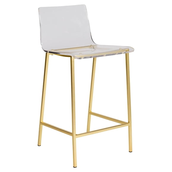 Plata Import - Transparent Tabouret de comptoir, pieds dorés