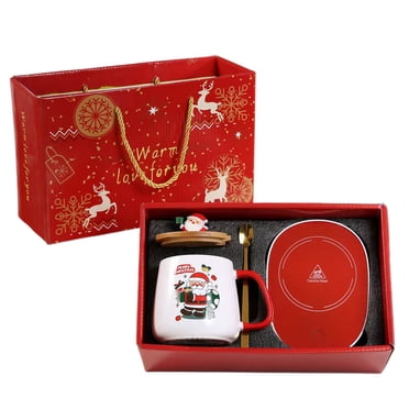 Yhmxh Cadeau de Noël Tasse Chaude Isolation Lait Café Tasse Père Noël Tasse en Céramique Coffret Cadeau Ensemble Décorations de Noël Extérieures Fournitures de Fête de Noël Cadeaux de Noël pour Enfants Femmes Hommes