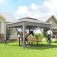 thumbnail image 2 of 11'x11' Pop Up Gazebo 2-Tier Soft Top Gazebo w/ Mesh Netting, Light Grey, 2 of 10