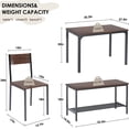 thumbnail image 3 of SOGES 4pcs Dining Table Set, Wood Dining Table with 2 Chairs & Bench w/ Storage Rack, 43inch Dining Table for Living Room Kitchen, Brown, 3 of 9