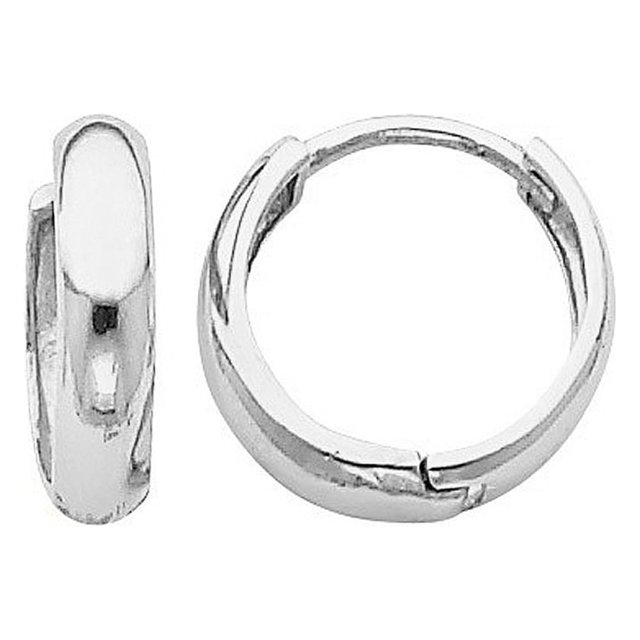 Precious Stars 14K White Gold 12-mm Hinged Hoop Earrings