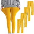 thumbnail image 4 of YUNAFFT Girls Stretchy Soft Leggings 3-12Y 4-Pack Lycra Spandex Pure Color Breathable Base Layer Pants, 4 of 6