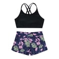 thumbnail image 3 of Oyolan Kids Girls Two Pieces Athletic Swimsuit Gym Sports Workout Tank Top with Booty Shorts Set Navy Blue 8, 3 of 7
