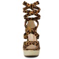 thumbnail image 2 of BLISSFUL STEP Chaussures pour Femmes Espadrilles à Lacets Sandales Compensées à Plateforme Léopard 8.5, 2 of 7