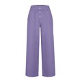 thumbnail image 3 of Timegard Womens Wide Leg Pants Summer Elastic High Waisted Button Lightweight Casual Pants with Pockets, 3 of 4