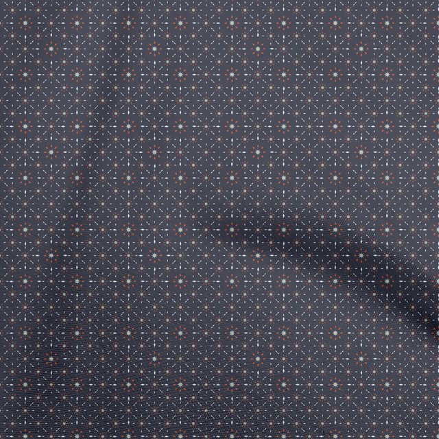 oneOone Viscose Jersey Navy Blue Fabric Asian Block Floral Craft Projects Decor Fabric Printed By The Yard 60 Inch Wide