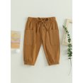 thumbnail image 2 of Faithtur Toddler Boys Casual Sports Pants Solid Color Drawstring Button Cargo Pants with Pockets, 2 of 8