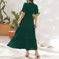 thumbnail image 4 of Yuyuzo Robes d'Été pour Femmes 2025 à Col en V en Mousseline Boho de Plage Robe Midi Plissée Fluide Évasée à Volants Unie Longue Robe, 4 of 5