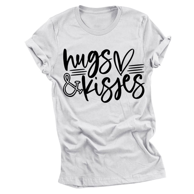 RKSTN Hauts pour Femmes Saint-Valentin Cœur d'Amour Lettres Imprimées Mode Blouse Confortable Hauts Tempérament Couleur Unie Col Rond Manches Courtes Hauts