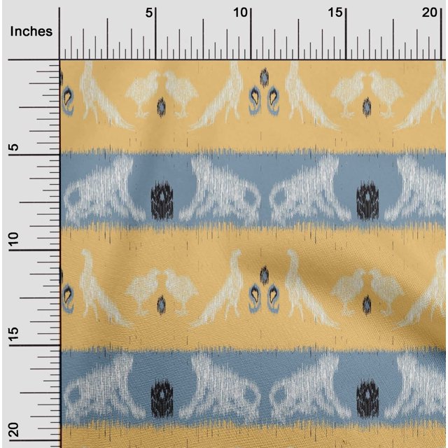 oneOone Cotton Poplin Fabric Stripe|Bird & Monkey Ikat Printed Craft Fabric BTY 56 Inch Wide