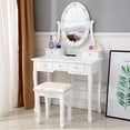 thumbnail image 3 of Ktaxon Vanity Table 10 LED Lights, 5 Drawers Makeup Dressing Desk with Cushioned Stool Set,Bedroom Vanities Set White, 3 of 5