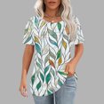 thumbnail image 2 of Pisexur Hauts pour Femmes, Hauts de Sortie pour Femmes, Hauts d'Entraînement pour Femmes, T-shirt à Manches Courtes Imprimé Mode Quotidienne Col Rond Vert,G, 2 of 6