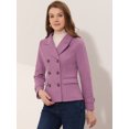 thumbnail image 2 of INSPIRE CHIC Caban à Revers Cranté à Double Boutonnage pour Femme Gris Violet TG, 2 of 5