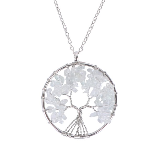 UPGRATOR 1Pack Pendant Necklace Designed As Tree Of Life Using Copper And Natural Stone For Girls Jewelry