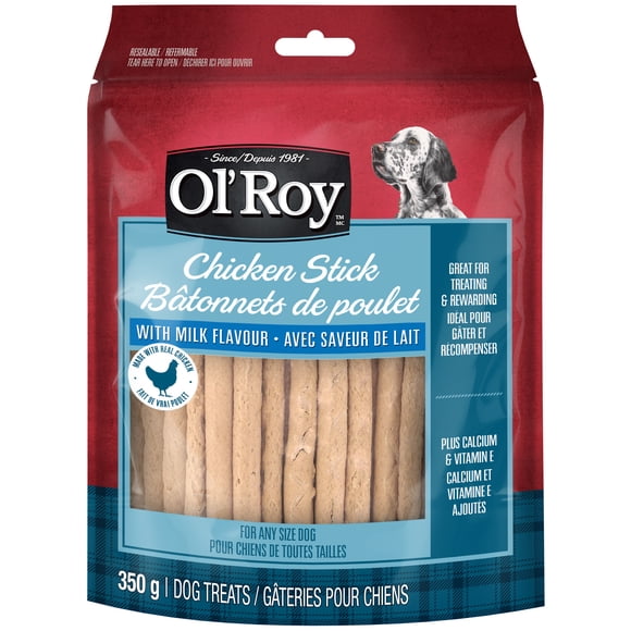 Gâteries pour chiens Bâtonnets de poulet avec saveur de lait Ol’Roy, 350 g