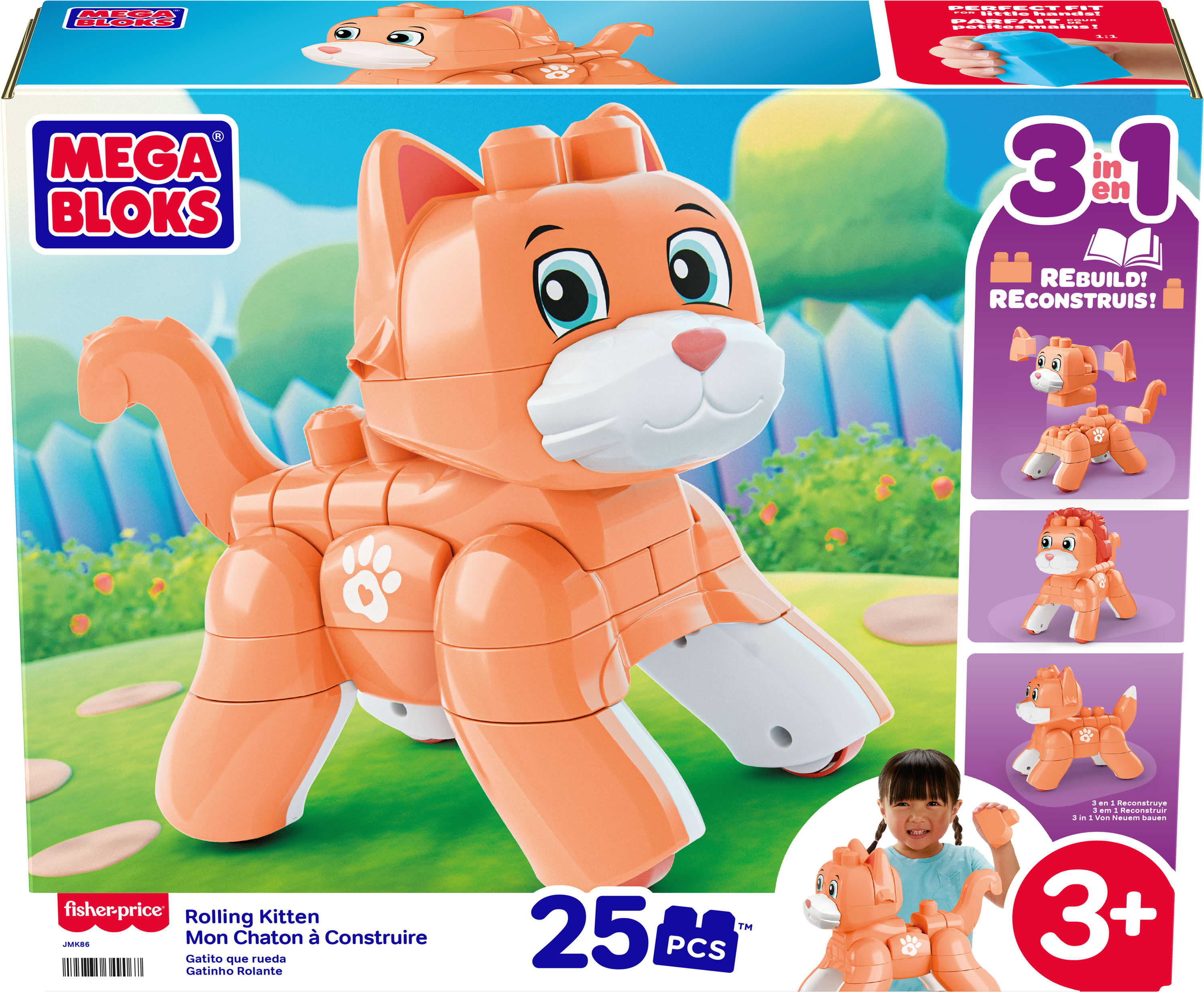 MEGA-BLOKS-Fisher-Price-Rolling-Kitten-Block-Toy-with-Rolling-Wheels-(25-Pieces)-for-Kids