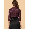 thumbnail image 4 of INSPIRE CHIC Women's Elegant Ruffle Collar Front 3/4 Sleeve Lace Shrug Top, 4 of 6