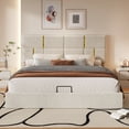 thumbnail image 2 of MODERNLUXE Lit Grand avec Rangement Relevable, Cadre de Lit Plateforme Moderne Rembourré avec Tête de Lit à Ailes et Rangement Hydraulique, Aucun Sommier Requis, Beige, 2 of 6