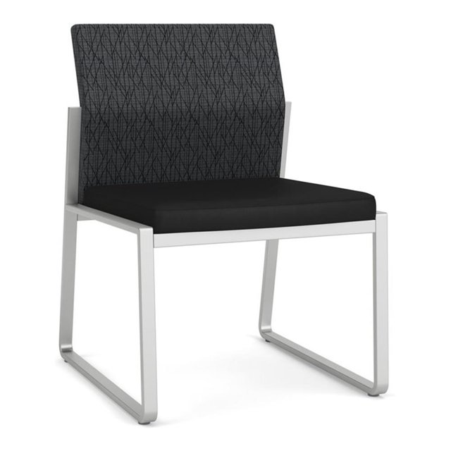 Gansett Reception Waiting Armless Guest Chair / Silver Steel / Dark Gray / Black