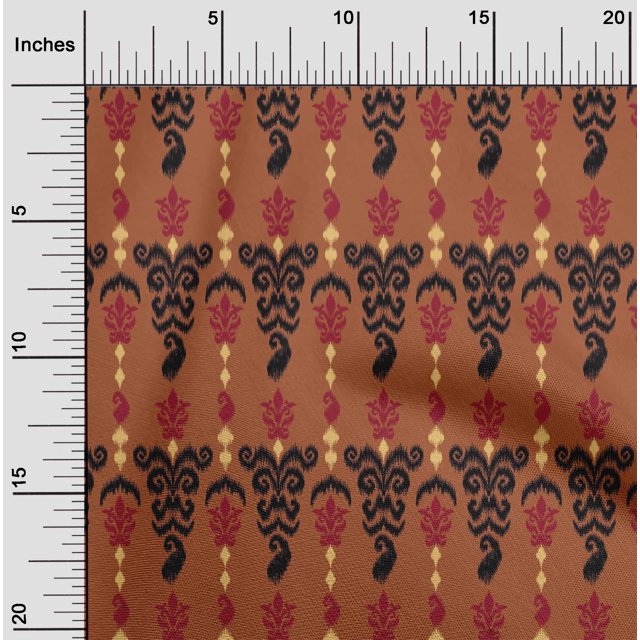 oneOone Tissu Georgette Viscose Rayé & Paisley Imprimé Ikat au Mètre 42 Pouces de Large