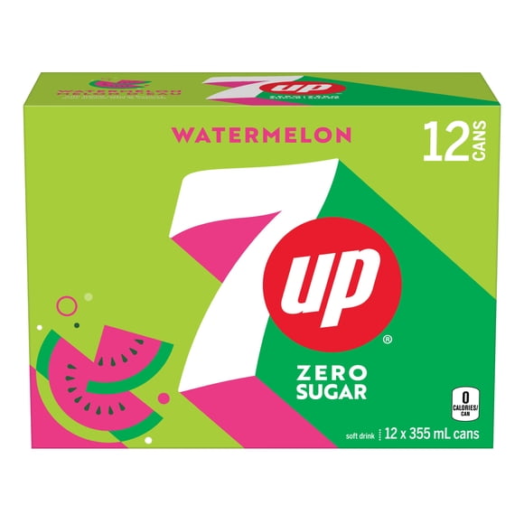 7UP Zero Sugar Watermelon Soft Drink 12 x 355 ml Cans