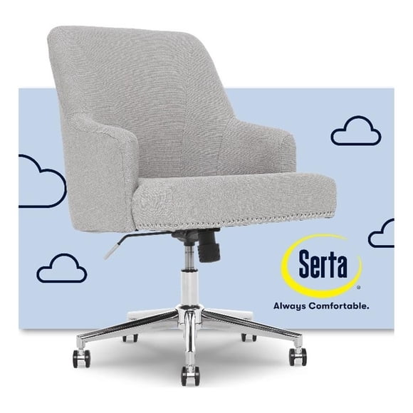 Serta Leighton Chaise de Bureau Moderne à Dossier Mi-Haut avec Tissu Sergé, Gris Pâle (Ensemble de 1)