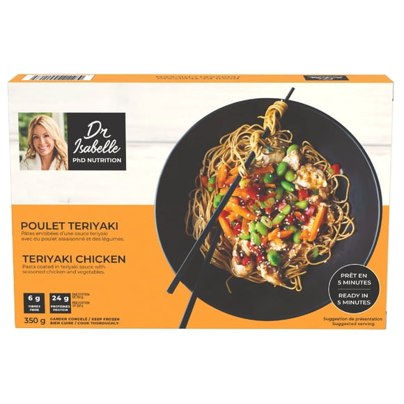 Dr Isabelle - PhD Nutrition - 24 g de Protéines, 6 g de Fibres, Poulet teriyaki - Repas surgelés - Prêts en 5 minutes - 1 Portion de 350 g Repas prêts à manger santé